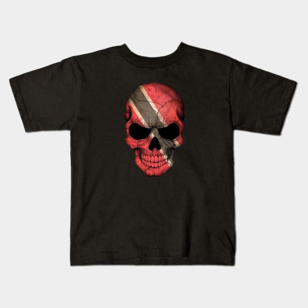 Trinidadian Flag Skull Kids T-Shirt by jeffbartels